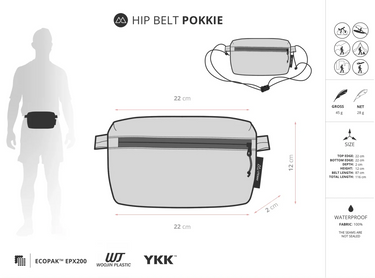 Ultralight waterproof hip belt pouch for New Zealand tramping, hiking or Australia hunting.